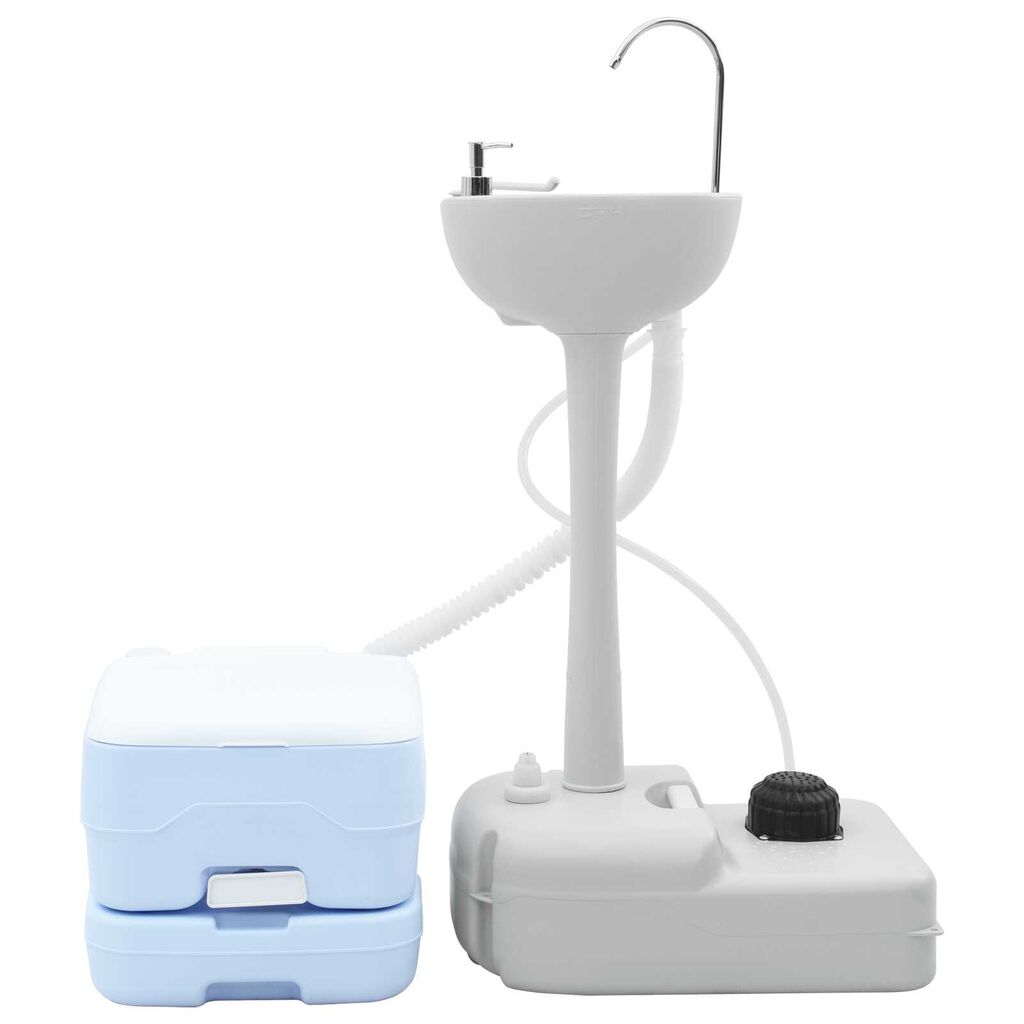 vidaXL Τουαλέτα Κάμπινγκ 2 pcs Μπλε και άσπρο 50.5 x 33 x 103 εκ