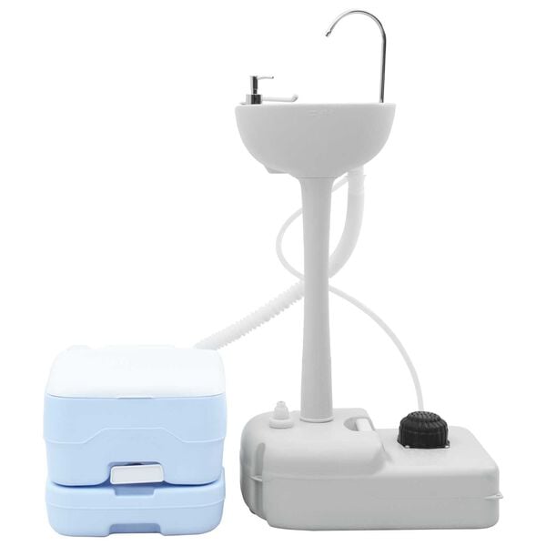 vidaXL Τουαλέτα Κάμπινγκ 2 pcs Μπλε και άσπρο 50.5 x 33 x 103 εκ
