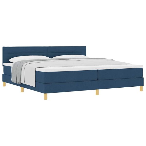 vidaXL Κρεβάτι box spring με στρώμα με στρώμα Μπλε 200 x 200 cm ύφασμα