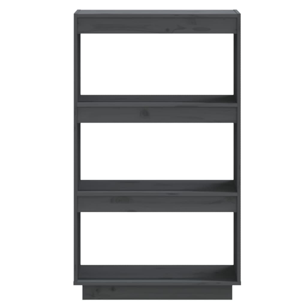 vidaXL Βιβλιοθήκη/Διαχωριστικό Χώρου Γκρι 60x35x103 εκ. Μασίφ Ξύλο Πεύκου