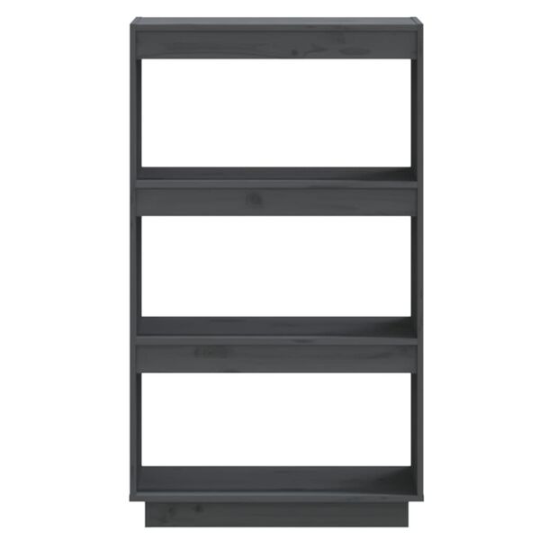 vidaXL Βιβλιοθήκη/Διαχωριστικό Χώρου Γκρι 60x35x103 εκ. Μασίφ Ξύλο Πεύκου