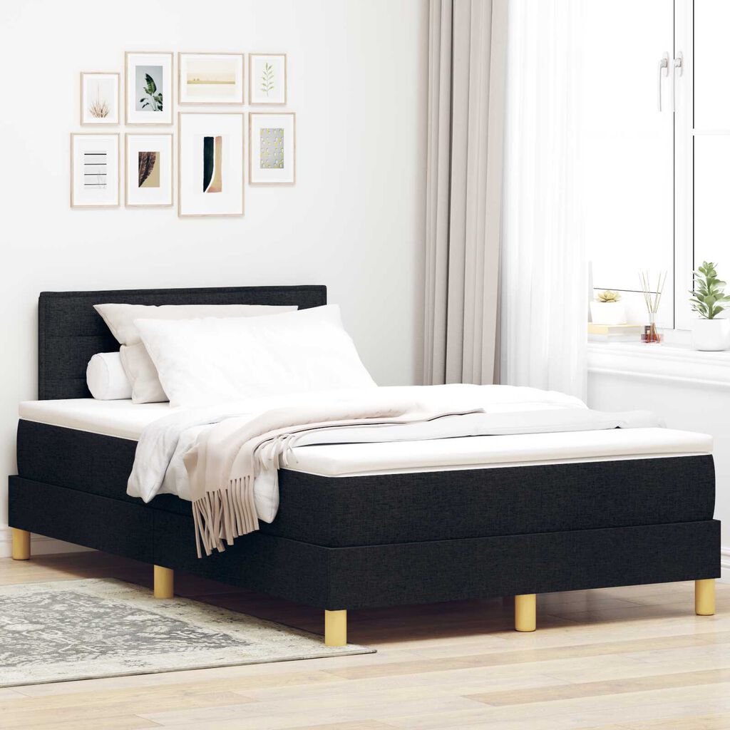 vidaXL Κρεβάτι με ελατήρια με στρώμα Μαύρο 120 x 200 cm ύφασμα