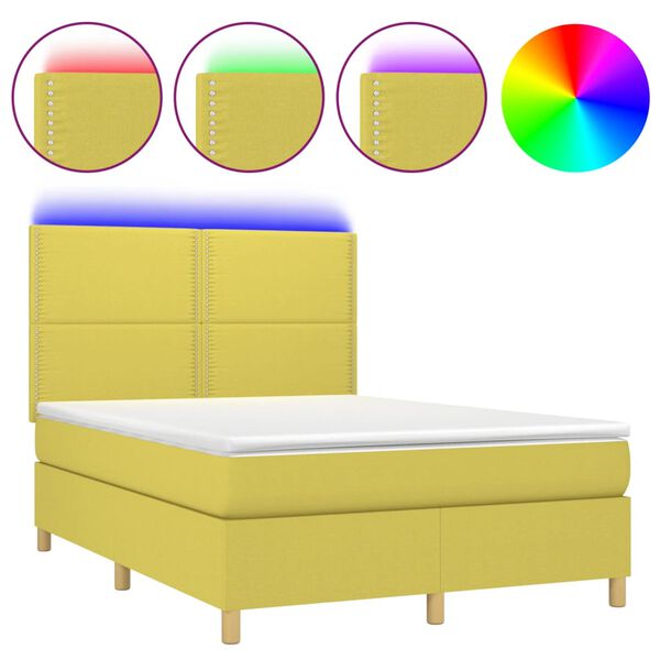 vidaXL &Kappa;&rho;&epsilon;&beta;ά&tau;&iota; Boxspring &mu;&epsilon; &Sigma;&tau;&rho;ώ&mu;&alpha; & LED &Pi;&rho;ά&sigma;&iota;&nu;&omicron; 140x200 &epsilon;&kappa; &Upsilon;&phi;&alpha;&sigma;&mu;ά&tau;&iota;&nu;&omicron;