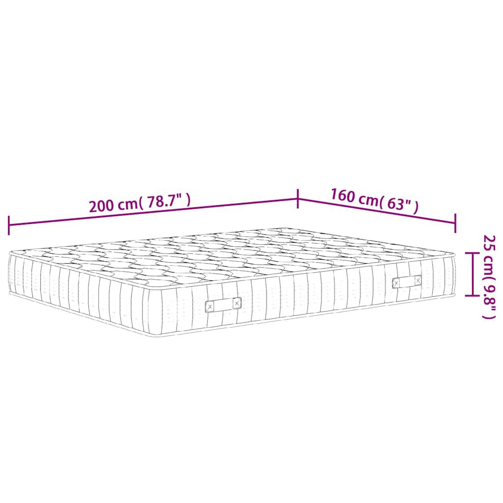 vidaXL Στρώμα με Pocket Springs Μεσαία Σκληρότητα 160 x 200 εκ.