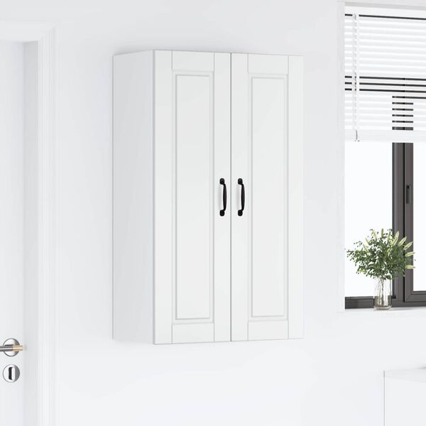 vidaXL Κρεμαστό ντουλάπι κουζίνας με ράφι Υψηλής γυαλάδας λευκό