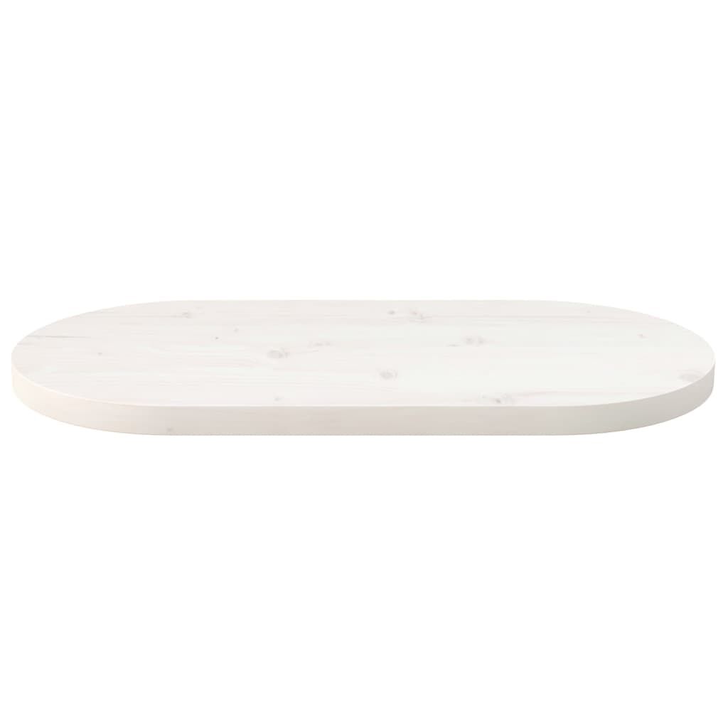vidaXL Επιφάνεια Τραπεζιού Οβάλ Λευκή 60x30x2,5 εκ. Μασίφ Ξύλο Πεύκου