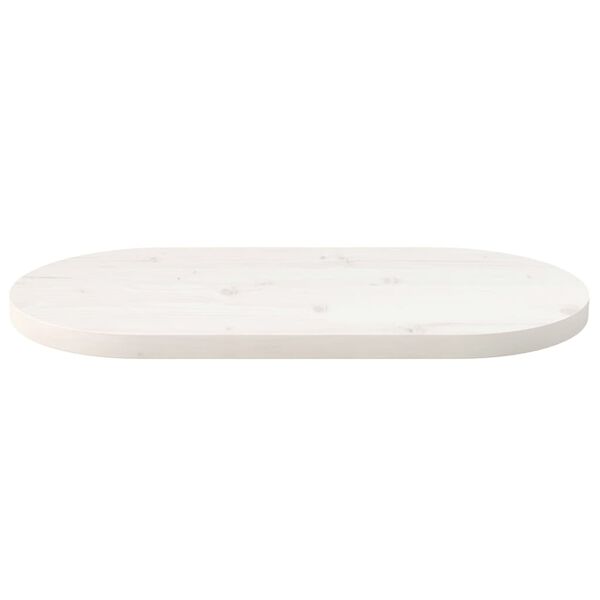 vidaXL Επιφάνεια Τραπεζιού Οβάλ Λευκή 60x30x2,5 εκ. Μασίφ Ξύλο Πεύκου