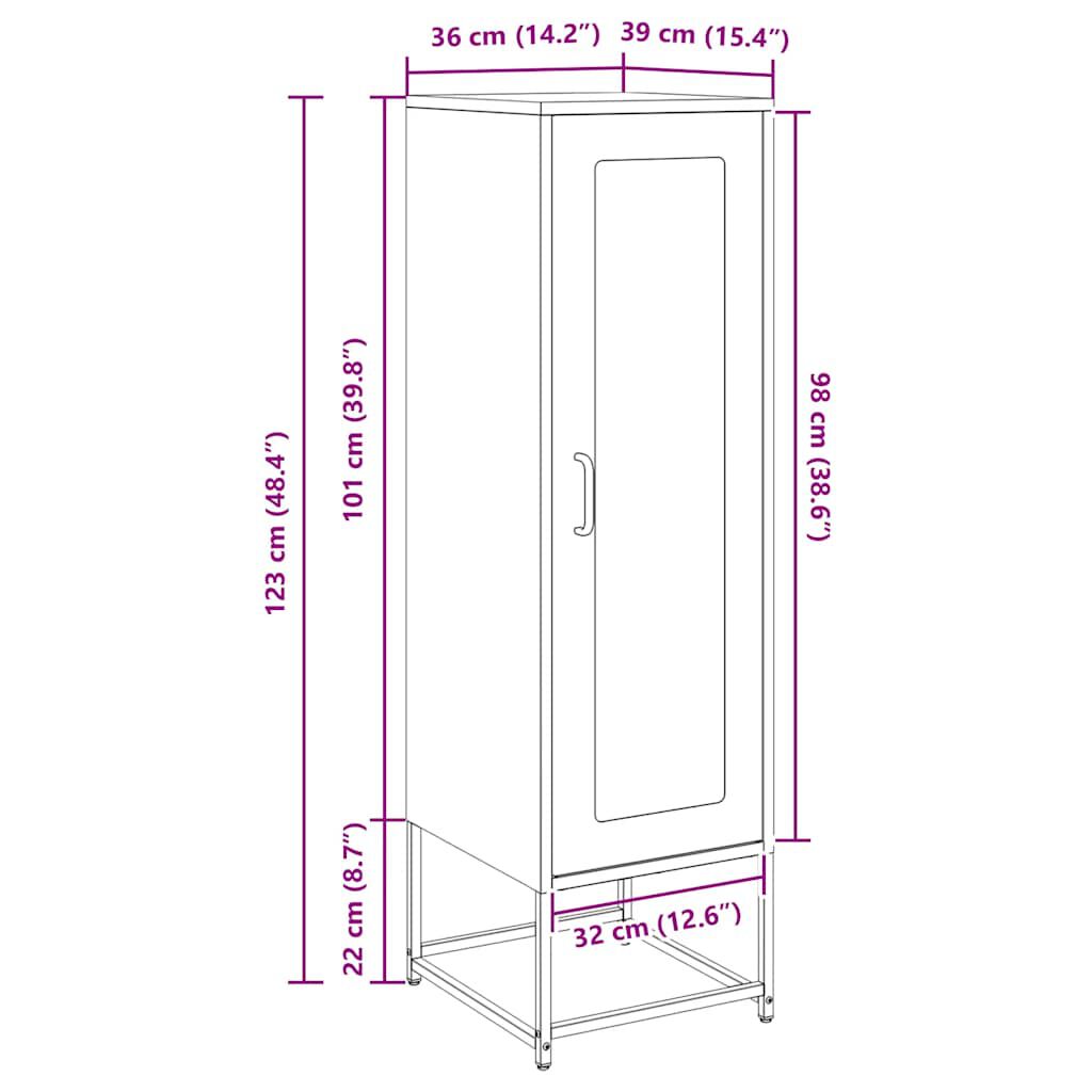 vidaXL Highboard Ροζ 36x39x123 cm Ατσάλι ψυχρής έλασης