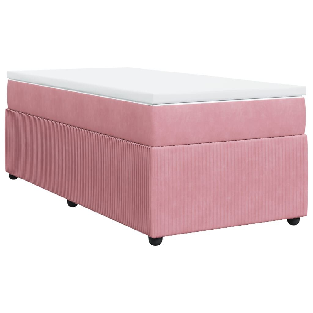 vidaXL Κρεβάτι Boxspring με Στρώμα Ροζ 90x200 εκ. Βελούδινο
