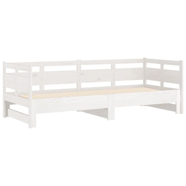 vidaXL Καναπές Κρεβάτι Συρόμενος Λευκός 2x(80x200) εκ. από Μασίφ Πεύκο