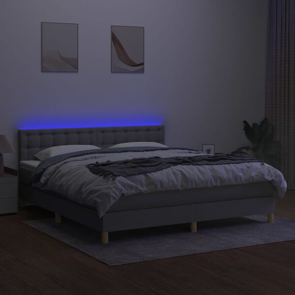 vidaXL &Kappa;&rho;&epsilon;&beta;ά&tau;&iota; Boxspring &mu;&epsilon; &Sigma;&tau;&rho;ώ&mu;&alpha; & LED &Alpha;&nu;.&Gamma;&kappa;&rho;&iota; 160x200 &epsilon;&kappa; &Upsilon;&phi;&alpha;&sigma;&mu;ά&tau;&iota;&nu;&omicron;