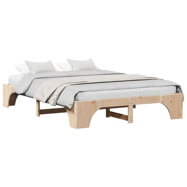vidaXL Κρεβάτι Φυσικό Μασίφ ξύλο πεύκου 140 x 200 cm Ανθεκτικό Κρεβάτι