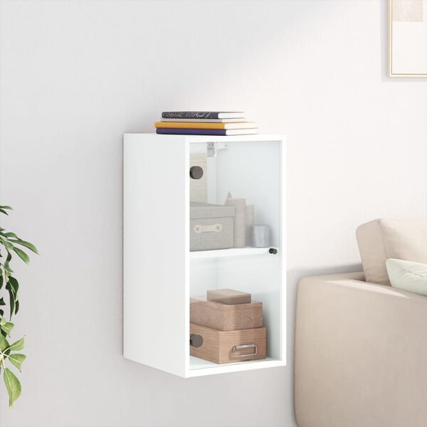 vidaXL Ντουλάπι Τοίχου Λευκό 35x37x68,5 εκ. με Γυάλινες Πόρτες