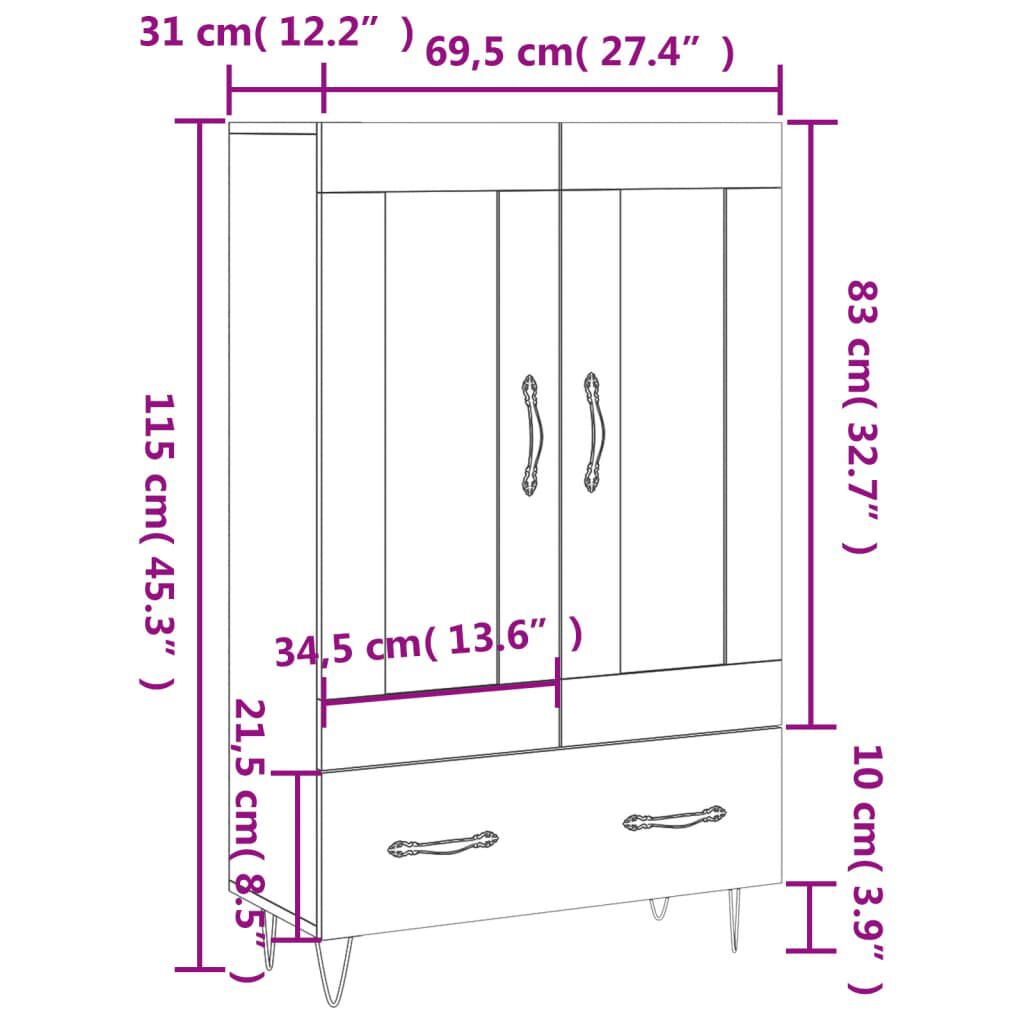 vidaXL Ντουλάπα Καπνιστή Δρυς 69,5 x 31 x 115 εκ. Επεξεργασμένο Ξύλο