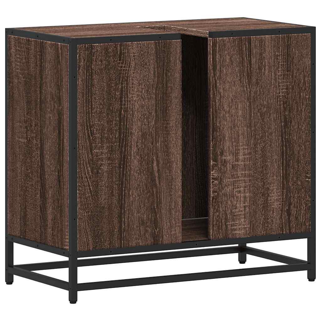 vidaXL ντουλάπι νιπτήρα μπάνιου καφέ δρυς 65x33x60 cm