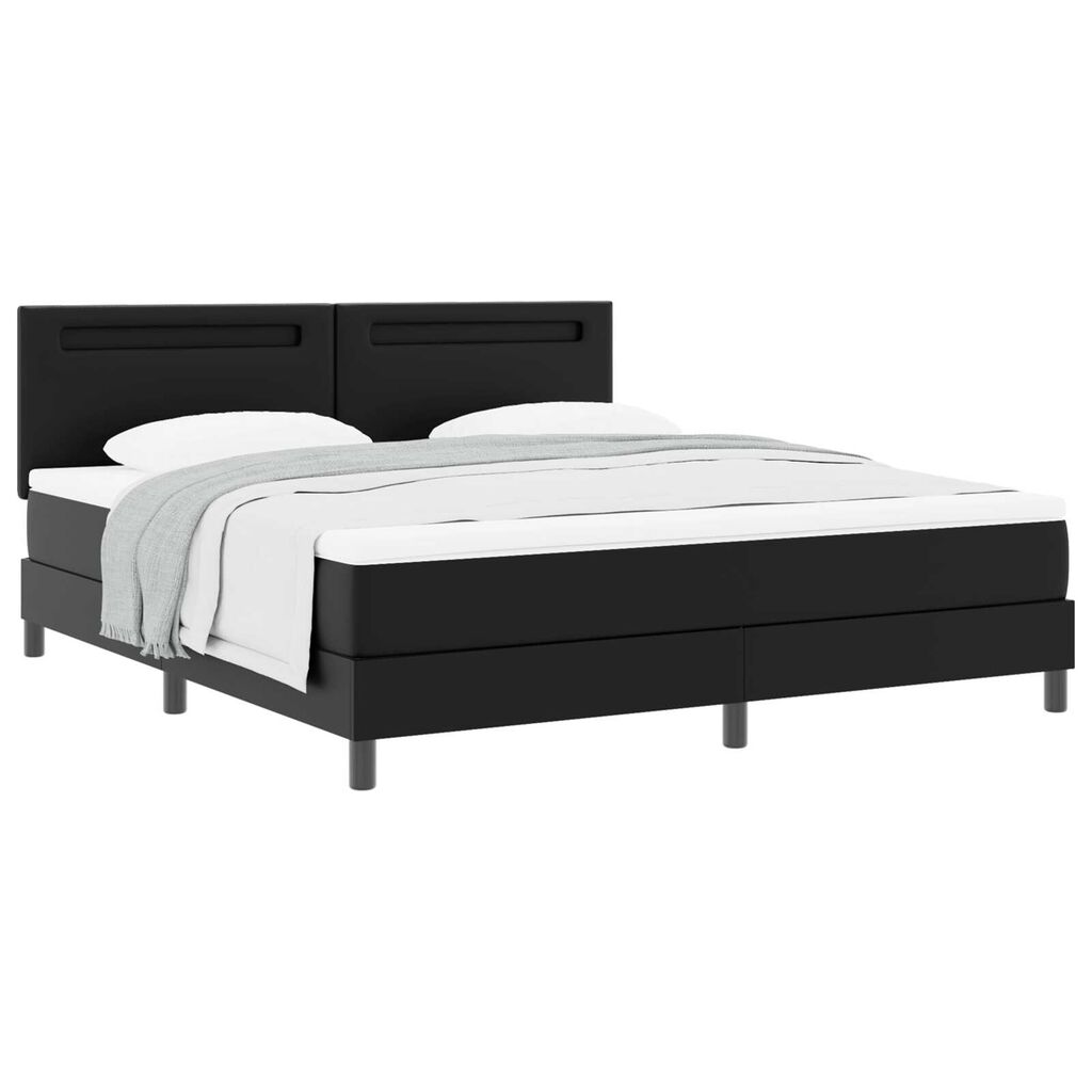 vidaXL Κρεβάτι Box Spring με Στρώμα σε Μαύρο, Σούπερ Κινγκ Μέγεθος, Τεχνητό Δέρμα