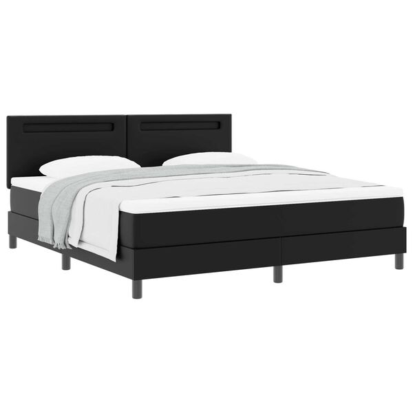 vidaXL Κρεβάτι Box Spring με Στρώμα σε Μαύρο, Σούπερ Κινγκ Μέγεθος, Τεχνητό Δέρμα