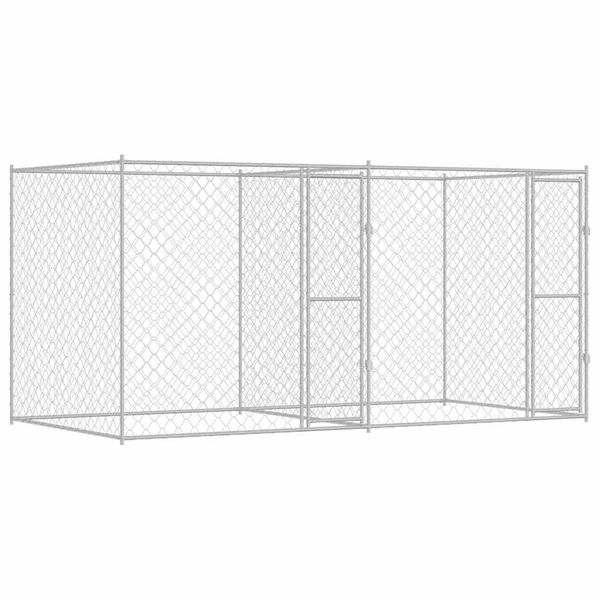 vidaXL Κλουβί σκύλου Ασημί 400 x 200 x 200 εκ. Επικαλυμμένος Χάλυβας
