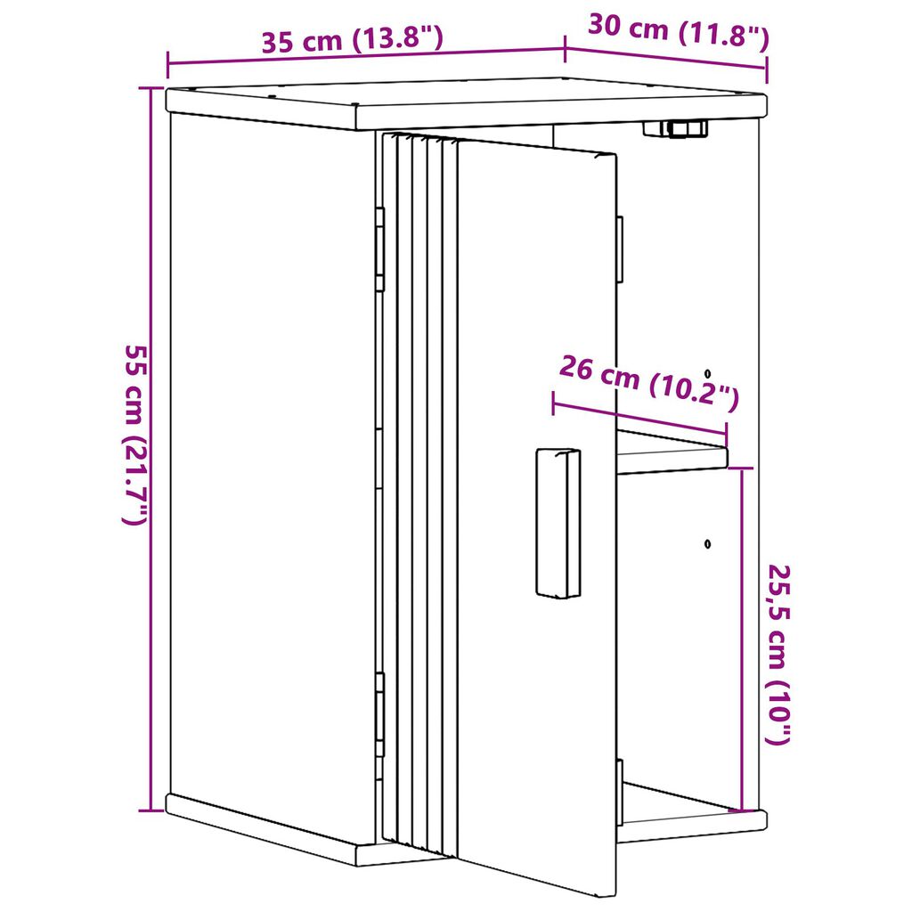 vidaXL Ντουλάπι Αποθήκευσης Μπάνιου 35x30x55 εκ από Μασίφ Ξύλο Πεύκου