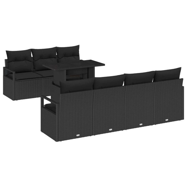 vidaXL Σετ Καναπέ Κήπου με μαξιλάρι 8 pcs Μαύρο 100 x 55 x 73 εκ
