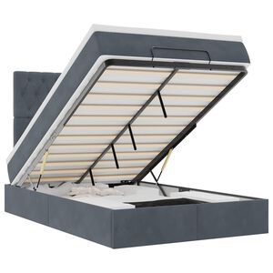 vidaXL Οθωμανικό κρεβάτι με στρώματα & LEDs Σκούρο γκρι Velvet