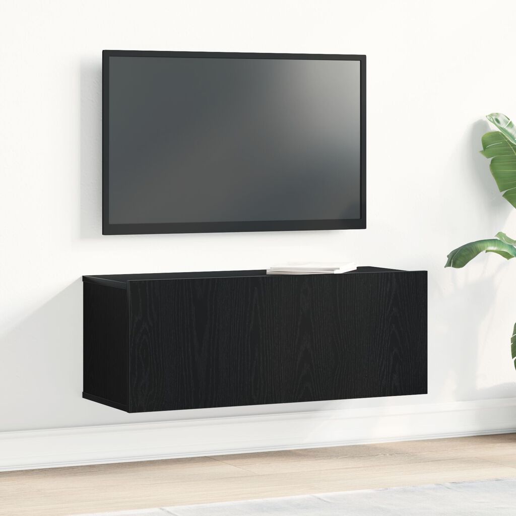 vidaXL Μαύρη Δρυς Βάση ΤV 80x30x30 εκ. Φτιαγμένη από Εργασιακό Ξύλο