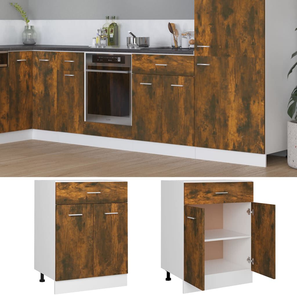 vidaXL Έπιπλο Με Συρτάρι Lyon Καπνιστή Δρυς 60x46x81,5εκ.