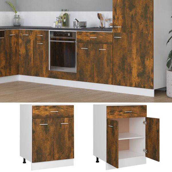 vidaXL Έπιπλο Με Συρτάρι Lyon Καπνιστή Δρυς 60x46x81,5εκ.