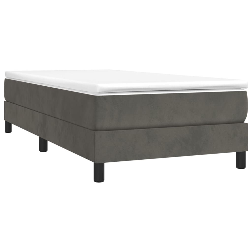 vidaXL Κρεβάτι Boxspring με Στρώμα Σκούρο Γκρι 90x200 εκ. Βελούδινο