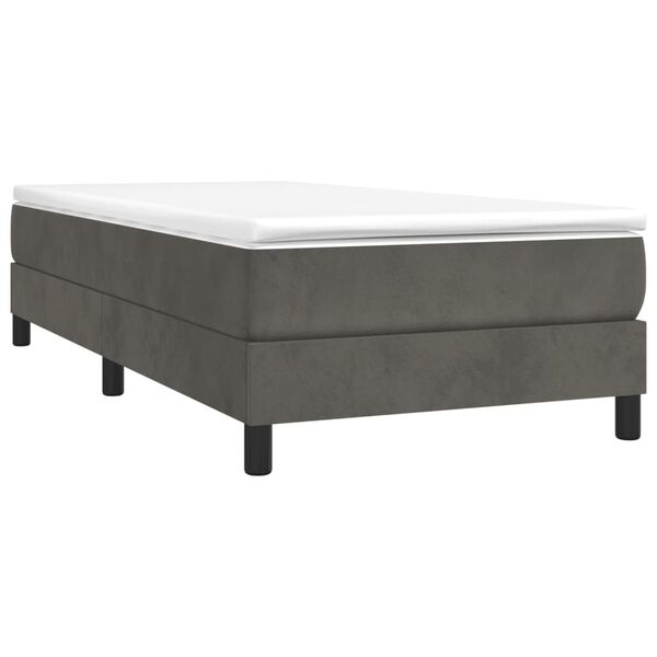vidaXL Κρεβάτι Boxspring με Στρώμα Σκούρο Γκρι 90x200 εκ. Βελούδινο
