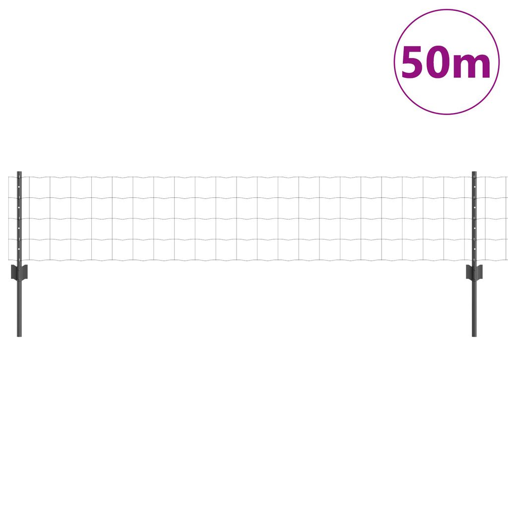 vidaXL Ευρωπαϊκό Κάγκελο με 22 Καλάμια Γκρι 0,4x50 μ Ατσάλι