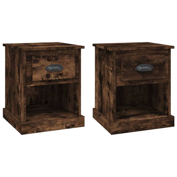 vidaXL Κομοδίνα 2 τεμ. Καπνιστή Δρυς 39x39x47,5 εκ. Επεξεργασμένο Ξύλο