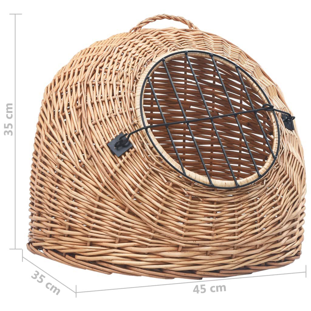 vidaXL Καλάθι Μεταφοράς Γάτας 45 x 35 x 35 εκ. από Φυσικό Ξύλο Ιτιάς