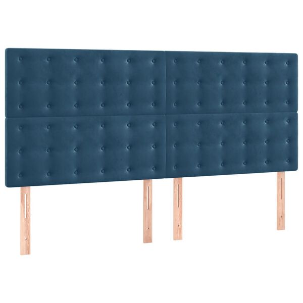 vidaXL Κεφαλάρια Κρεβατιού 4 τεμ.Σκούρο Μπλε 90x5x78/88 εκ. Βελούδινο