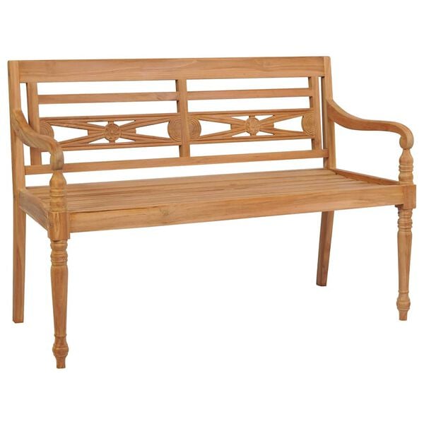 vidaXL Παγκάκι Batavia 120 εκ. από Μασίφ Ξύλο Teak με Taupe Μαξιλάρι