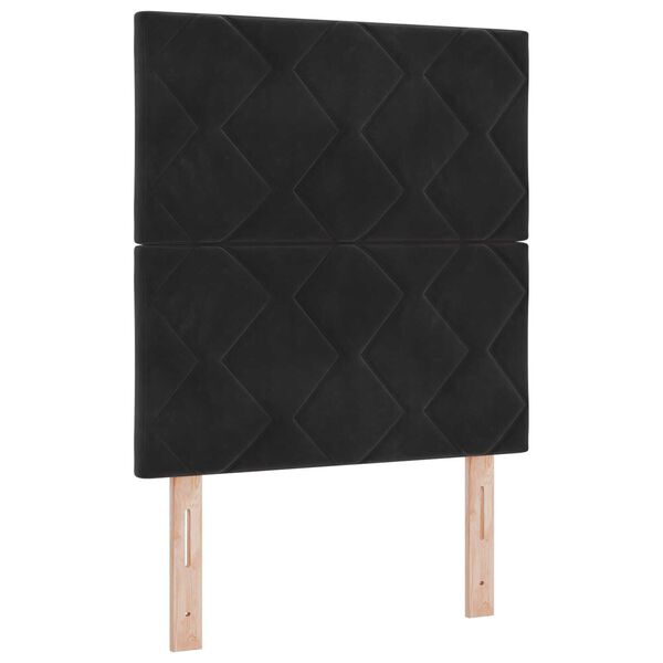 vidaXL LED Κεφαλάρι με φώτα λωρίδας LED Geometric Μαύρο 80 cm Βελούδο