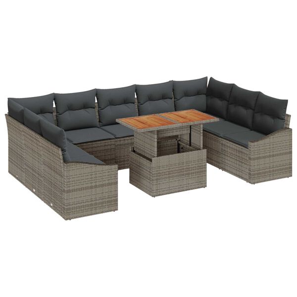vidaXL Σέτ φαγητού για κήπο 10 pcs Γκρι και Καφέ 100 x 55 x 73 εκ