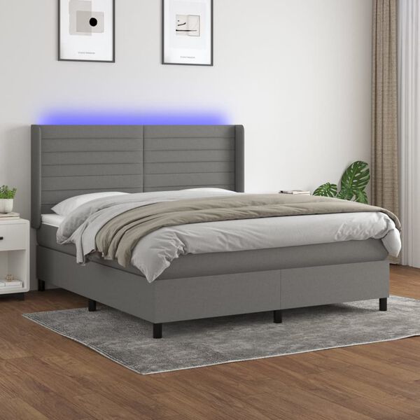 vidaXL &Kappa;&rho;&epsilon;&beta;ά&tau;&iota; Boxspring &mu;&epsilon; &Sigma;&tau;&rho;ώ&mu;&alpha; & LED &Sigma;&kappa;.&Gamma;&kappa;&rho;&iota; 160x200 &epsilon;&kappa; &Upsilon;&phi;&alpha;&sigma;&mu;ά&tau;&iota;&nu;&omicron;