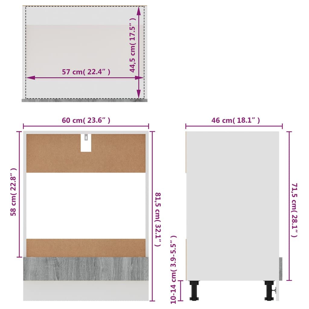 vidaXL Ντουλάπι Φούρνου Riga Γκρι Sonoma 60x46x81,5εκ.