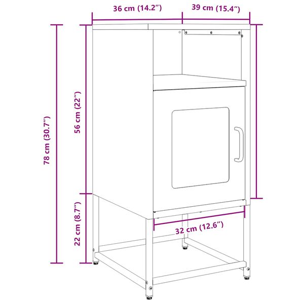 vidaXL Κομοδίνο λευκό 36x39x78 cm από χάλυβα ψυχρής έλασης