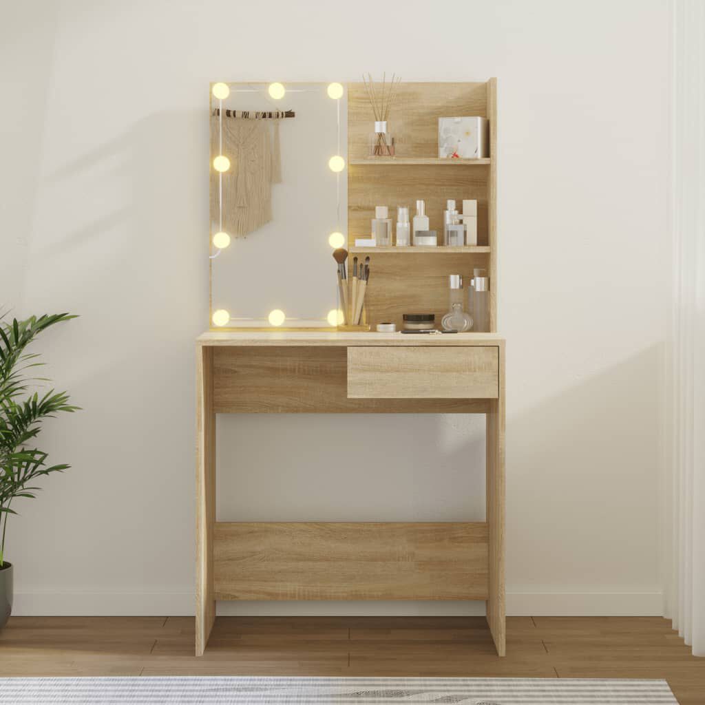 vidaXL Μπουντουάρ με LED Sonoma Δρυς 74,5x40x141 εκ. Επεξ. Ξύλο