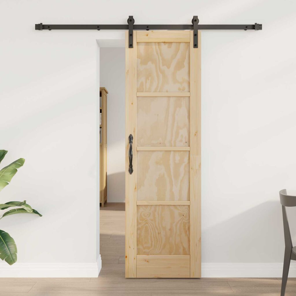 vidaXL Συρόμενη Πόρτα με Σετ Υλικών 61x198.5 cm Συμπαγές Ξύλο Πεύκου