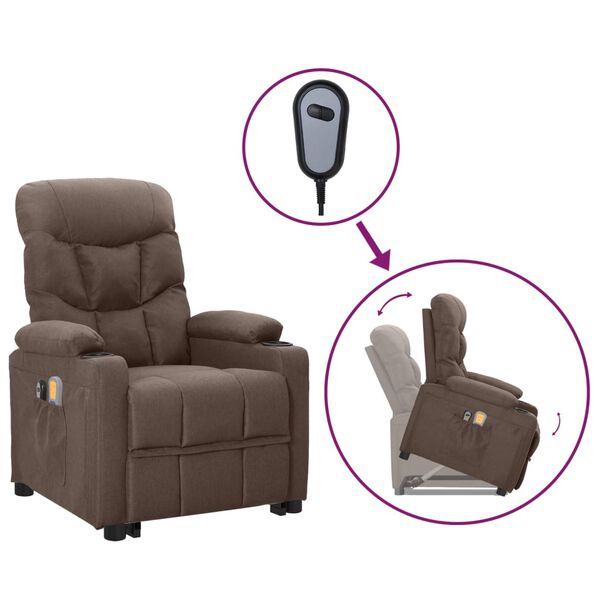 vidaXL Πολυθρόνα Μασάζ με Ανύψωση Taupe Υφασμάτινη