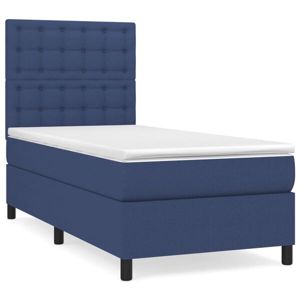 vidaXL Κρεβάτι Boxspring με Στρώμα Μπλε 80x200 εκ. Υφασμάτινο