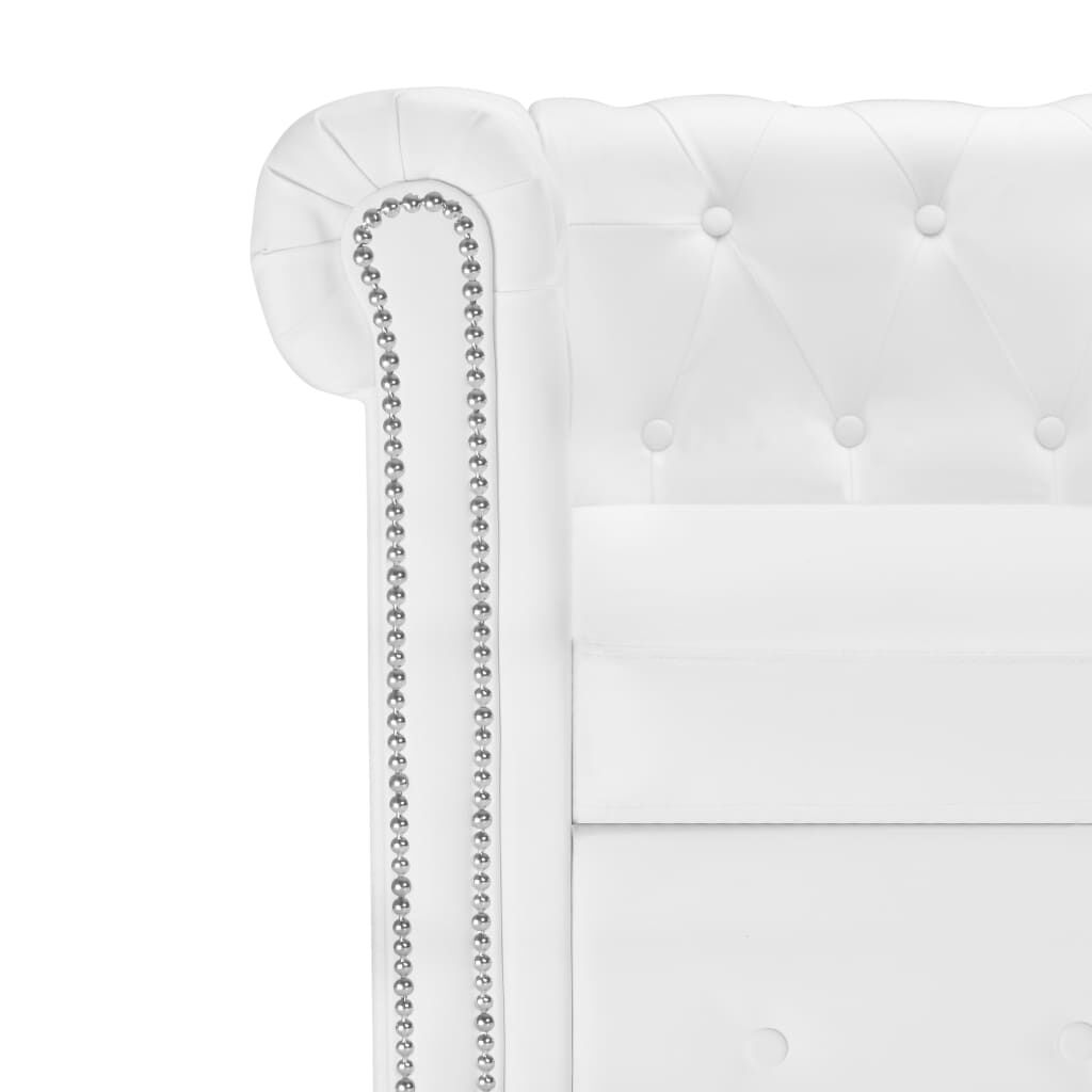 vidaXL Καναπές Γωνιακός Chesterfield Λευκός από Συνθετικό Δέρμα