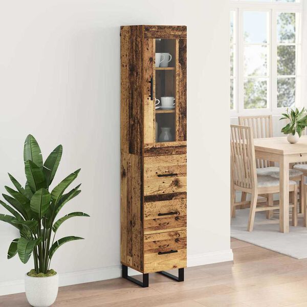 vidaXL Highboard &Pi;&alpha;&lambda;&iota;ό &Xi;ύ&lambda;&omicron; 34,5 x 34 x 180 &epsilon;&kappa;. &Epsilon;&pi;&epsilon;&xi;&epsilon;&rho;&gamma;&alpha;&sigma;&mu;έ&nu;&omicron; &xi;ύ&lambda;&omicron;