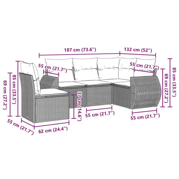 vidaXL &Sigma;&epsilon;&tau; &Kappa;&alpha;&nu;&alpha;&pi;έ &Kappa;ή&pi;&omicron;&upsilon; 5 &Tau;&epsilon;&mu;&alpha;&chi;ί&omega;&nu; &Mu;&alpha;ύ&rho;&omicron; &Sigma;&upsilon;&nu;&theta;&epsilon;&tau;&iota;&kappa;ό &Rho;&alpha;&tau;ά&nu; &mu;&epsilon; &Mu;&alpha;&xi;&iota;&lambda;ά&rho;&iota;&alpha;