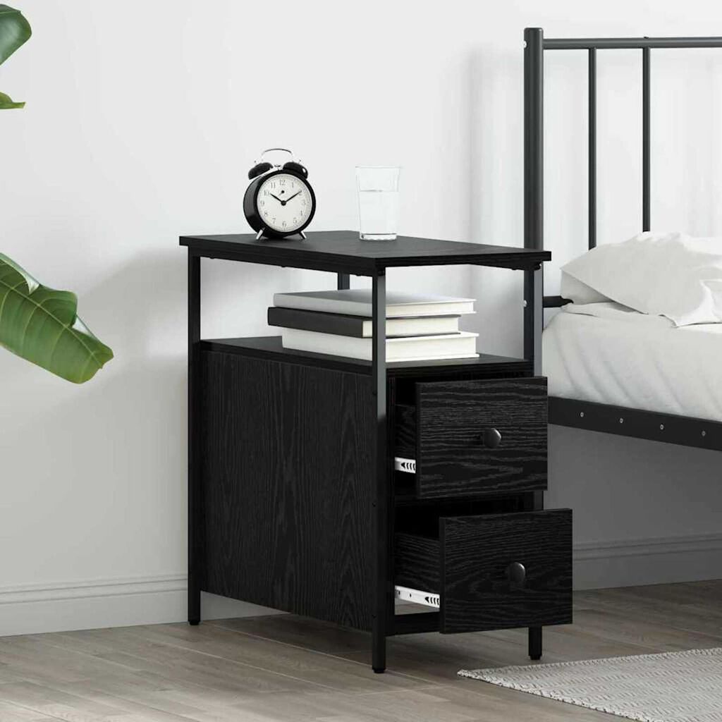 vidaXL Κομοδίνο 2 pcs Μαύρη δρυς 30 x 60 x 60 εκ. Επεξεργασμένο ξύλο