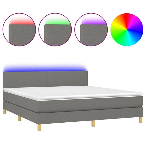 vidaXL &Kappa;&rho;&epsilon;&beta;ά&tau;&iota; Boxspring &mu;&epsilon; &Sigma;&tau;&rho;ώ&mu;&alpha; & LED &Sigma;&kappa;.&Gamma;&kappa;&rho;&iota; 160x200 &epsilon;&kappa; &Upsilon;&phi;&alpha;&sigma;&mu;ά&tau;&iota;&nu;&omicron;