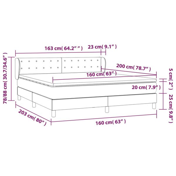 vidaXL Κρεβάτι Boxspring με Στρώμα Λευκό 160x200εκ.από Συνθετικό Δέρμα